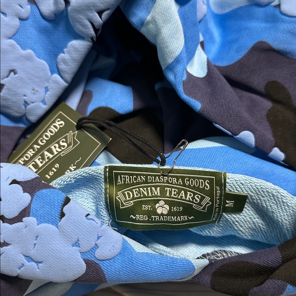 Denim Tears Blue Camo Cotton Wreath All-Over Print Hoodie Size M - Picture 4 of 6